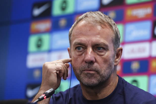 August 26, 2026, Sant Joan Despi, Barcelona, Spain: Hansi Flick, head coach of FC Barcelona, Barca attends his press conference, PK, Pressekonferenz during the training day of FC Barcelona ahead the Spanish League, LaLiga EA Sports, football match against Athletic Club at Ciudad Esportiva Joan Gamper on August 26, 2026 in Sant Joan Despi, Barcelona, Spain. FC Barcelona Training And Press Conference - LaLiga EA Sports  - ZUMAa181 20260826_zaa_a181_057 Copyright: xJavierxBorregox