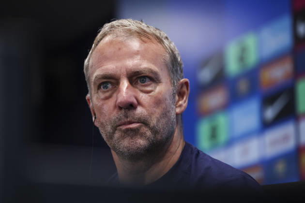 August 26, 2026, Sant Joan Despi, Barcelona, Spain: Hansi Flick, head coach of FC Barcelona, Barca attends his press conference, PK, Pressekonferenz during the training day of FC Barcelona ahead the Spanish League, LaLiga EA Sports, football match against Athletic Club at Ciudad Esportiva Joan Gamper on August 26, 2026 in Sant Joan Despi, Barcelona, Spain. FC Barcelona Training And Press Conference - LaLiga EA Sports  - ZUMAa181 20260826_zaa_a181_060 Copyright: xJavierxBorregox