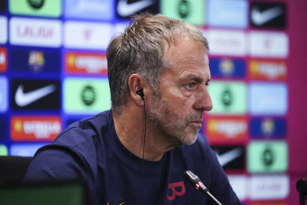 August 26, 2026, Sant Joan Despi, Barcelona, Spain: Hansi Flick, head coach of FC Barcelona, Barca attends his press conference, PK, Pressekonferenz during the training day of FC Barcelona ahead the Spanish League, LaLiga EA Sports, football match against Athletic Club at Ciudad Esportiva Joan Gamper on August 26, 2026 in Sant Joan Despi, Barcelona, Spain. FC Barcelona Training And Press Conference - LaLiga EA Sports  - ZUMAa181 20260826_zaa_a181_067 Copyright: xJavierxBorregox
