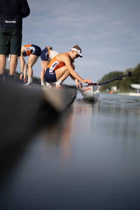 RECORD DATE NOT STATED 26th August 2026; Bosbaan, Amsterdam, Holland, Netherlands; 2026 World Rowing Championships, Day Three; Netherlands Womens Four (W4-) with Ymkje Clevering, Nika Johanna Vos, Linn van Aanholt and Tinka Offereins boat for practice AnthonyxBenoit