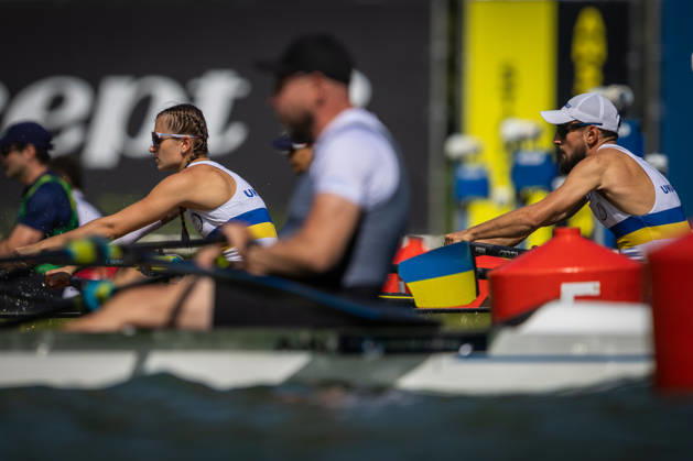 RECORD DATE NOT STATED 26th August 2026; Bosbaan, Amsterdam, Holland, Netherlands; 2026 World Rowing Championships, Day Three; Heat; Ukraine PR3 Mixed Double Sculls (PR3 Mix2x) with Stanislav Samoliuk and Dariia Kotyk AnthonyxBenoit