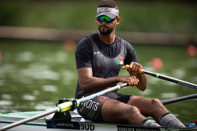 RECORD DATE NOT STATED 26th August 2026; Bosbaan, Amsterdam, Holland, Netherlands; 2026 World Rowing Championships, Day Three; Heat; Sudan Mens Single Sculls (M1x) with Abdalla Ahmed AnthonyxBenoit