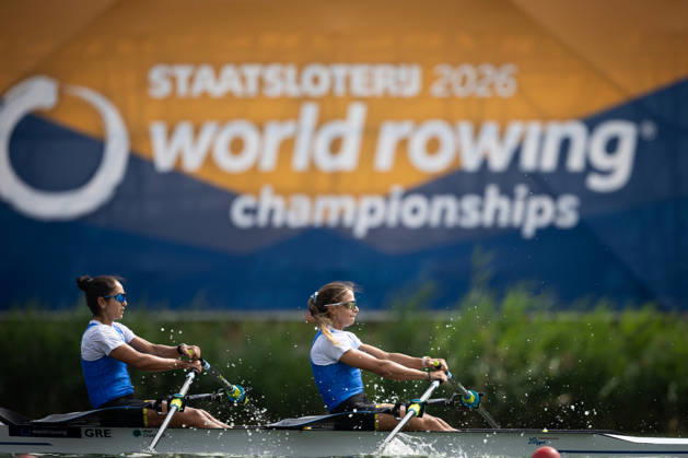 RECORD DATE NOT STATED 26th August 2026; Bosbaan, Amsterdam, Holland, Netherlands; 2026 World Rowing Championships, Day Three; C Final; Greece Womens Double Sculls (W2x) with Dimitra Eleni Kontou and Evangelia Anastasiadou AnthonyxBenoit
