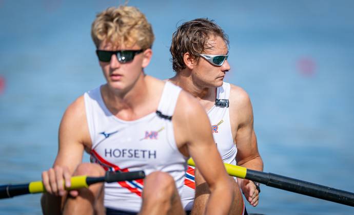 AMSTERDAM - Jonathan Wang-Norderud and Syvert Senumstad (NOR) in action in the men s pair without cox on the third day of the World Rowing Championships at the Bosbaan in the Amsterdam Forest. IRIS VAN DEN BROEK ANP xVIxANPxSportx xxANPxIVx 566311544 originalFilename: 566311544.jpg