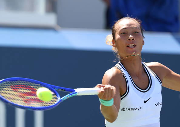 August 26, 2026, New York City, New York, USA: QINWEN ZHENG of China during the match against C, Burel of France in the second round womenÃ¢â‚¬â ¢s qualifying singles of US Open. New York, USA. Zheng 6:1, 7:5. Tennis: US Open - Qinwen Zheng 6:1, 7:5  - ZUMAc278 20260826_zsp_c278_020 Copyright: xMarcinxCholewinskix