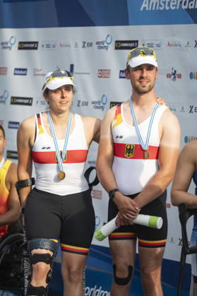 Amsterdam The Netherlands 27th August 2026 2026 World Rowing Championships on the Bosbaan in Amsterdam PR2 Mixed Double Sculls Final A (Final) B Jasmina Bier S Paul Umbach (GER) win gold watersport,