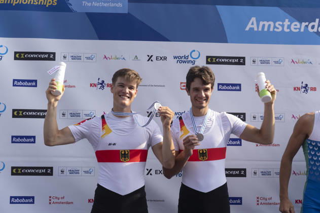 Amsterdam The Netherlands 27th August 2026 2026 World Rowing Championships on the Bosbaan in Amsterdam Lightweight Men s Double Sculls Final A (Final) Naveen Alexander Shah and Maximilian Ruehling (GER) win silver. watersport,