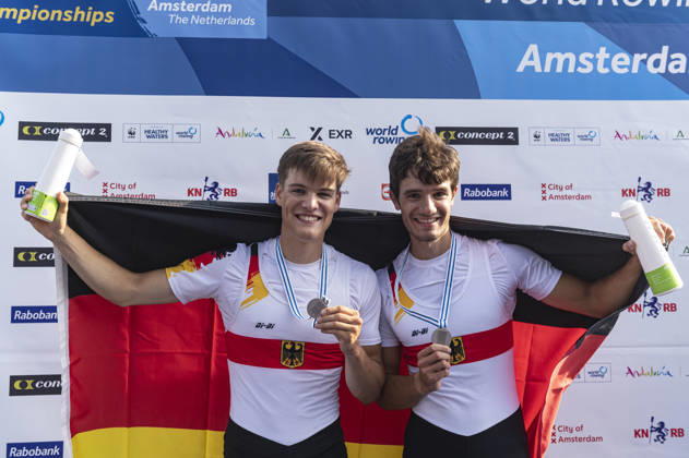 Rudern, WM in Amsterdam, Maximilian Rühling und Naveen Shah gewinnen Silber im Doppelzweier