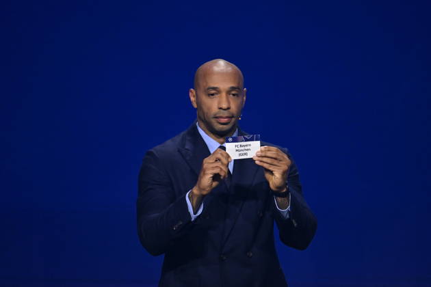 UEFA Champions League 2026 27 league phase draw in Monaco MONACO - AUGUST 27: French former football player Thierry Henry shows the paper slip of FC Bayern Munchen (GER) during the draw ceremony for the league phase of the 2026-2027 UEFA Champions League football tournament at the Grimaldi Forum in the Principality of Monaco on August 27, 2026. Mustafa Yalcin Anadolu Monaco Monaco. Editorial use only. Please get in touch for any other usage. Copyright: x2026xAnadoluxMustafaxYalcinx