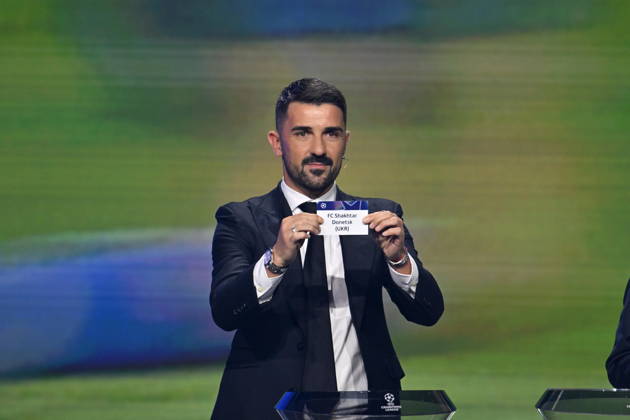 UEFA Champions League 2026 27 league phase draw in Monaco MONACO - AUGUST 27: Former football player David Villa shows the paper slip of FC Shakhtar Donetsk (UKR) during the draw ceremony for the league phase of the 2026-2027 UEFA Champions League football tournament at the Grimaldi Forum in the Principality of Monaco on August 27, 2026. Mustafa Yalcin Anadolu Monaco Monaco. Editorial use only. Please get in touch for any other usage. Copyright: x2026xAnadoluxMustafaxYalcinx