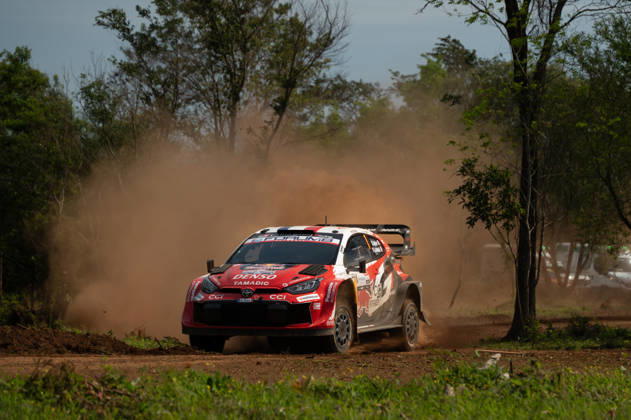 Driver Sébastien Ogier and co-driver Vincent Landais of the Toyota Gazoo Racing WRT team, driving a Toyota GR Yaris Rally1, take on the shakedown during the FIA World Rally Championship (WRC) Ueno Rally of Paraguay 2026 on August 27 in Encarnación, Paraguay. Photo by Luca Barsali, DeFodi Images