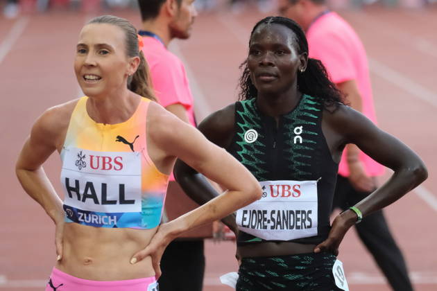 RECORD DATE NOT STATED Australian 1500m Linden Hall and Kenian Susan Lokayo Ejore-Sanders during Weltklasse 2026, the Zurich stage of Diamond League Copyright: xSergioxBrunettix