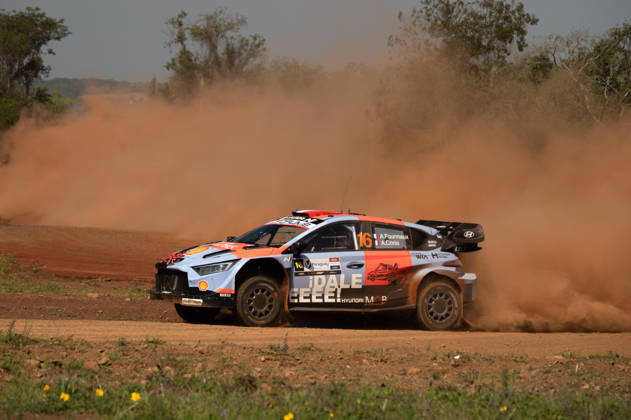 IPA87854961 - Driver Adrien Fourmaux and Co-Driver Alexandre Coria of the Hyundai Shell Mobis World Rally Team, driving a Hyundai i20 N Rally1, took part in the shakedown during the FIA World Rally Championship WRC, Motorsport Rallye, WM Ueno Rally of Paraguay 2026 on August 27 in Encarnación, Paraguay  Copyright: xLucaxBarsali IPAxSportx xx 87854961