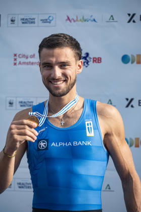 Amsterdam The Netherlands 27th August 2026 2026 World Rowing Championships on the Bosbaan in Amsterdam Lightweight Men s Single Sculls Final A (Final) Petros Gkaidatzis (GRE) wins gold watersport,