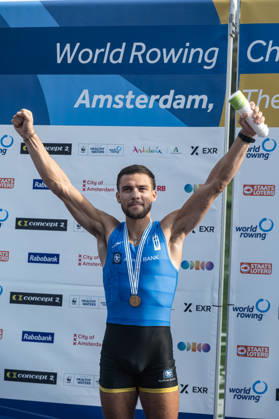 Amsterdam The Netherlands 27th August 2026 2026 World Rowing Championships on the Bosbaan in Amsterdam Lightweight Men s Single Sculls Final A (Final) Petros Gkaidatzis (GRE) wins gold watersport,