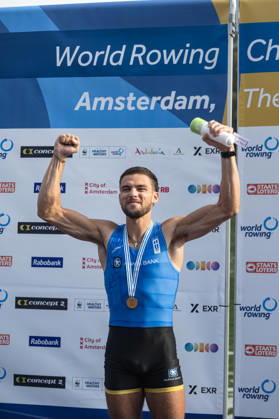 Amsterdam The Netherlands 27th August 2026 2026 World Rowing Championships on the Bosbaan in Amsterdam Lightweight Men s Single Sculls Final A (Final) Petros Gkaidatzis (GRE) wins gold watersport,