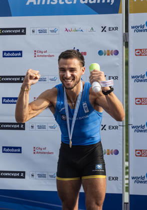Amsterdam The Netherlands 27th August 2026 2026 World Rowing Championships on the Bosbaan in Amsterdam Lightweight Men s Single Sculls Final A (Final) Petros Gkaidatzis (GRE) wins gold watersport,