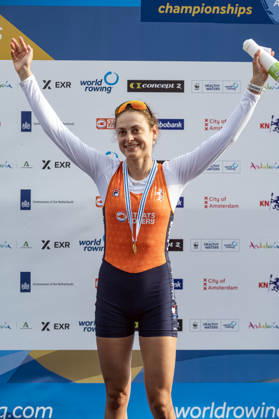 Amsterdam The Netherlands 27th August 2026 2026 World Rowing Championships on the Bosbaan in Amsterdam Lightweight Women s Single Sculls Final A (Final) Medal ceremony Femke Van De Vliet (NED) wins bronze. watersport,