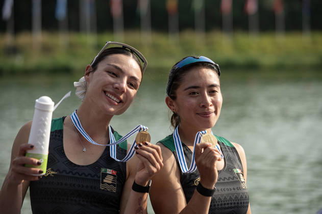 Amsterdam The Netherlands 27th August 2026 2026 World Rowing Championships on the Bosbaan in Amsterdam Lightweight Women s Double Sculls Final (Final) Medal ceremony. Gold medal winners Aylin Maryah Ibarra Maduena and Melissa Marquez (MEX) watersport,