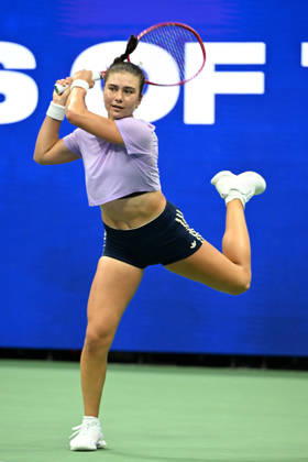 FLUSHING NY- AUGUST 27: Iva Jovic is seen on the practice court during the 2026 US Open On Arthur Ashe Stadium at the USTA Billie Jean King National Tennis Center on August 27, 2026 in Flushing Queens. Copyright: xmpi04x