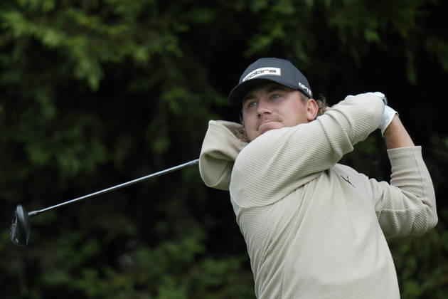 SUTTON COLDFIELD, ENGLAND - AUG 28: Oliver Lindell (FIN) plays from the ninth tee during the completion of the delayed Round 1 at the 2026 Husqvarna British Masters at The Belfry, Sutton Coalfield on August 28, 2026 in Warwickshire, England The 2026 Husqvarna British Masters