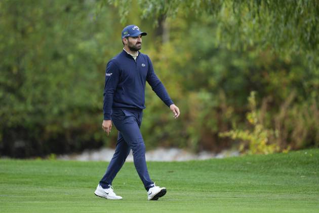 SUTTON COLDFIELD, ENGLAND - AUG 28: Antoine Rozner (FRA) walks down the eighth fairway during the completion of the delayed Round 1 at the 2026 Husqvarna British Masters at The Belfry, Sutton Coalfield on August 28, 2026 in Warwickshire, England The 2026 Husqvarna British Masters