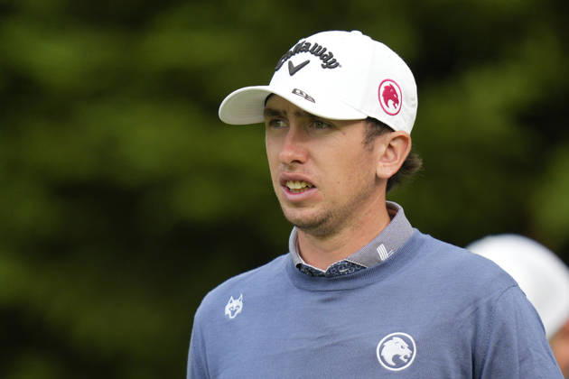 SUTTON COLDFIELD, ENGLAND - AUG 28: Tom McKibbin (NIR) walks from the ninth tee during the completion of the delayed Round 1 at the 2026 Husqvarna British Masters at The Belfry, Sutton Coalfield on August 28, 2026 in Warwickshire, England The 2026 Husqvarna British Masters