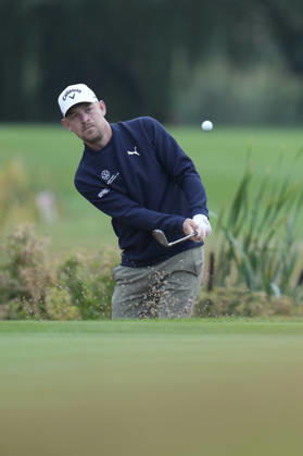 SUTTON COLDFIELD, ENGLAND - AUG 28: Jeff Winther (DEN) chips to the 8th green during the completion of the delayed Round 1 at the 2026 Husqvarna British Masters at The Belfry, Sutton Coalfield on August 28, 2026 in Warwickshire, England The 2026 Husqvarna British Masters