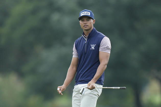 SUTTON COLDFIELD, ENGLAND - AUG 28: Johannes Veerman (USA) chips to the 8th green during the completion of the delayed Round 1 at the 2026 Husqvarna British Masters at The Belfry, Sutton Coalfield on August 28, 2026 in Warwickshire, England The 2026 Husqvarna British Masters