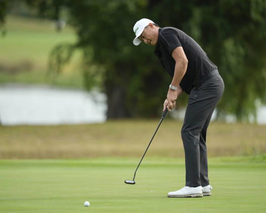 SUTTON COLDFIELD, ENGLAND - AUG 28: Hao-Tong Li (CHN) putts on the eighth green during the completion of the delayed Round 1 at the 2026 Husqvarna British Masters at The Belfry, Sutton Coalfield on August 28, 2026 in Warwickshire, England The 2026 Husqvarna British Masters