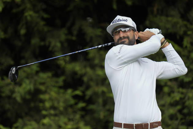 SUTTON COLDFIELD, ENGLAND - AUG 28: Francesco Laporta (ITA) plays from the ninth tee during the completion of the delayed Round 1 at the 2026 Husqvarna British Masters at The Belfry, Sutton Coalfield on August 28, 2026 in Warwickshire, England The 2026 Husqvarna British Masters