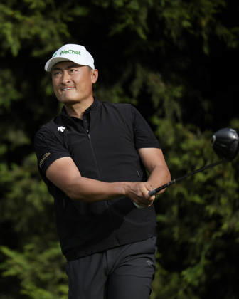 SUTTON COLDFIELD, ENGLAND - AUG 28: Hao-Tong Li (CHN) plays from the ninth tee during the completion of the delayed Round 1 at the 2026 Husqvarna British Masters at The Belfry, Sutton Coalfield on August 28, 2026 in Warwickshire, England The 2026 Husqvarna British Masters