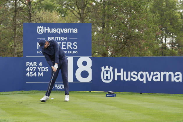 SUTTON COLDFIELD, ENGLAND - AUG 28: Nacho Elvira (ESP) plays from the eighteenth tee during the completion of the delayed Round 1 at the 2026 Husqvarna British Masters at The Belfry, Sutton Coalfield on August 28, 2026 in Warwickshire, England The 2026 Husqvarna British Masters