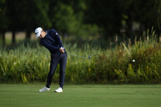 SUTTON COLDFIELD, ENGLAND - AUG 28: Jason Scrivener (AUS) plays from the eighteenth fairway during the completion of the delayed Round 1 at the 2026 Husqvarna British Masters at The Belfry, Sutton Coalfield on August 28, 2026 in Warwickshire, England The 2026 Husqvarna British Masters