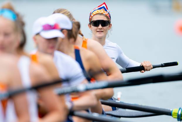 AMSTERDAM - Claire de Kok with the women s eight during a training session on the fifth day of the World Rowing Championships at the Bosbaan in the Amsterdam Forest. IRIS VAN DEN BROEK ANP xVIxANPxSportx xxANPxIVx 566422320 originalFilename: 566422320.jpg