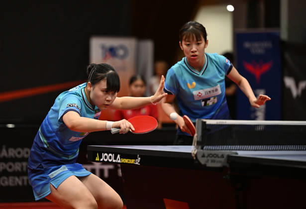 From left Misuzu Takeya and Rin Mende of Japan in action during the match against Orawan Paranang and Suthasini Sawettabut of Thailand during the women s doubles Table tennis, Tischtennis final at the WTT Feeder in Olomouc, Czech Republic, on August 28, 2026. (CTKxPhoto LudekxPerina) CTKPhotoP2026082806069  CTKPhotoP2026082806069