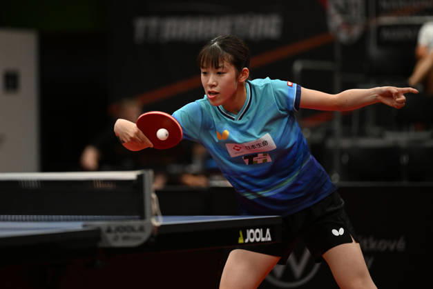 Rin Mende of Japan in action during the match against Misuzu Takeya of Japan during the women s singles Table tennis, Tischtennis final at the WTT Feeder in Olomouc, Czech Republic, on August 28, 2026. (CTKxPhoto LudekxPerina) CTKPhotoP2026082806480  CTKPhotoP2026082806480