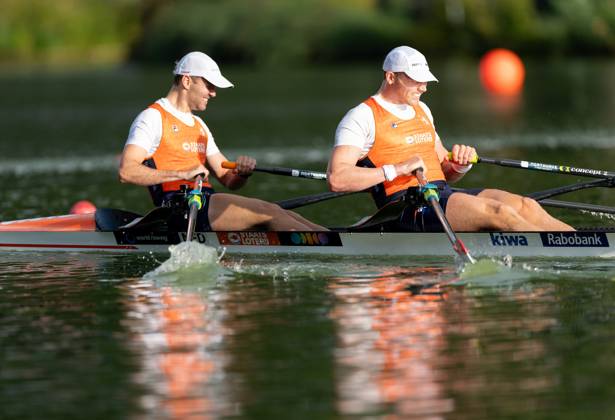 AMSTERDAM - Simon van Dorp and Melvin Twellaar in action during the men s double sculls final on the fifth day of the World Rowing Championships at the Bosbaan in the Amsterdam Forest. IRIS VAN DEN BROEK ANP xVIxANPxSportx xxANPxIVx 566448675 originalFilename: 566448675