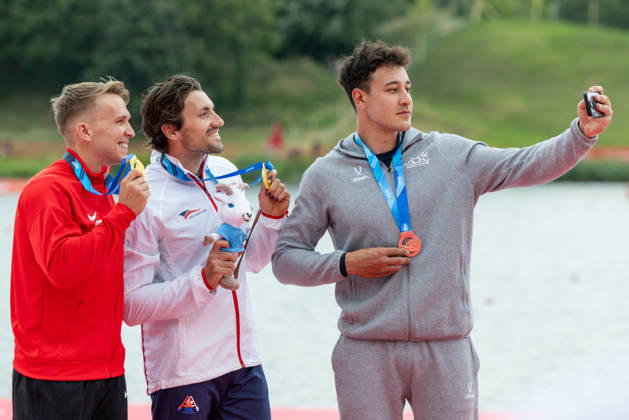 ICF Canoe Sprint and Paracanoe World Championships Daniel Fejes, Martin Fuksa, Zakhar Petrov during ICF Canoe Sprint and Paracanoe World Championships in Poznan, Poland, on August 28, 2026 Poznan Poland Copyright: xFotoxOlimpikx originalFilename:jastrzebowski-icfcanoe260826_npO4P