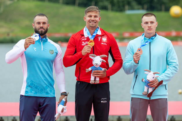 ICF Canoe Sprint and Paracanoe World Championships Artur Guliev, Oleksii Koliadych, Andrei Zholabau during ICF Canoe Sprint and Paracanoe World Championships in Poznan, Poland, on August 28, 2026 Poznan Poland Copyright: xFotoxOlimpikx originalFilename:jastrzebowski-icfcanoe260826_npxjA