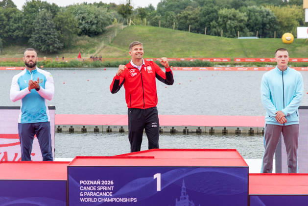 ICF Canoe Sprint and Paracanoe World Championships Artur Guliev, Oleksii Koliadych, Andrei Zholabau during ICF Canoe Sprint and Paracanoe World Championships in Poznan, Poland, on August 28, 2026 Poznan Poland  Copyright: xFotoxOlimpikx originalFilename:jastrzebowski-icfcanoe260826_np6tm.jpg