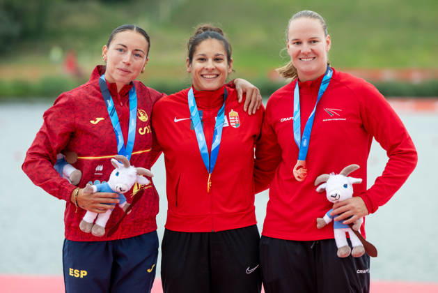 ICF Canoe Sprint and Paracanoe World Championships Laia Pelachs, Zsoka Csikos, Pernille Brandstrup Knudsen during ICF Canoe Sprint and Paracanoe World Championships in Poznan, Poland, on August 28, 2026 Poznan Poland  Copyright: xFotoxOlimpikx originalFilename:jastrzebowski-icfcanoe260826_npK0T.jpg
