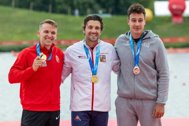 ICF Canoe Sprint and Paracanoe World Championships Daniel Fejes, Martin Fuksa, Zakhar Petrov during ICF Canoe Sprint and Paracanoe World Championships in Poznan, Poland, on August 28, 2026 Poznan Poland  Copyright: xFotoxOlimpikx originalFilename:jastrzebowski-icfcanoe260826_np974.jpg