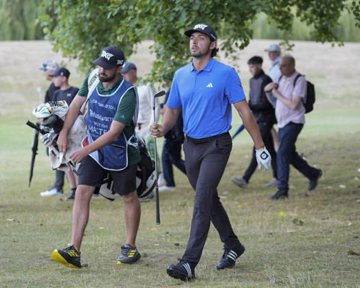 SUTTON COLDFIELD, ENGLAND - AUG 28: Marco Penge (ENG) walks from the trees on the 13th hole during Round 2 at the 2026 Husqvarna British Masters at The Belfry, Sutton Coalfield on August 28, 2026 in Warwickshire, England The 2026 Husqvarna British Masters