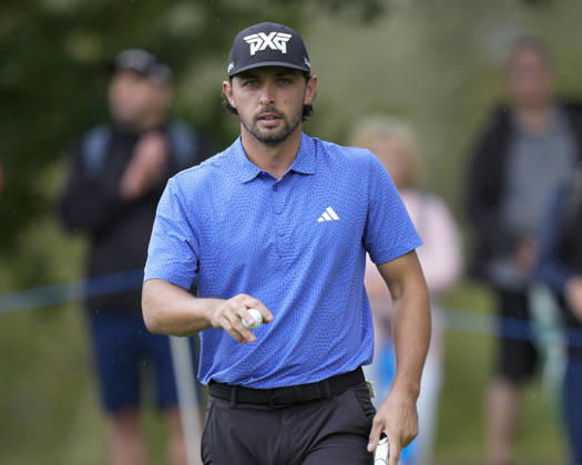 SUTTON COLDFIELD, ENGLAND - AUG 28: Marco Penge (ENG) gestures after holing a birdie putt on the 14th green during Round 2 at the 2026 Husqvarna British Masters at The Belfry, Sutton Coalfield on August 28, 2026 in Warwickshire, England The 2026 Husqvarna British Masters