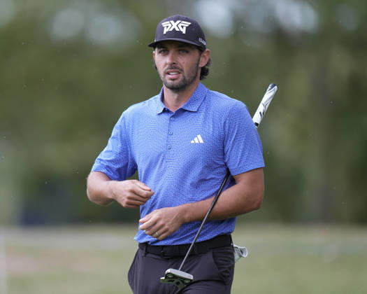 SUTTON COLDFIELD, ENGLAND - AUG 28: Marco Penge (ENG) gestures after holing a birdie putt on the 14th green during Round 2 at the 2026 Husqvarna British Masters at The Belfry, Sutton Coalfield on August 28, 2026 in Warwickshire, England The 2026 Husqvarna British Masters