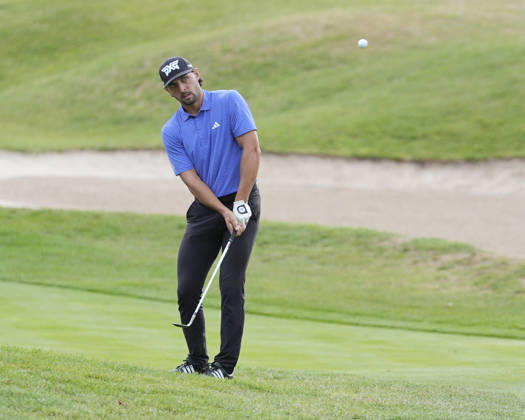SUTTON COLDFIELD, ENGLAND - AUG 28: Marco Penge (ENG) chips to the 8th green during Round 2 at the 2026 Husqvarna British Masters at The Belfry, Sutton Coalfield on August 28, 2026 in Warwickshire, England The 2026 Husqvarna British Masters