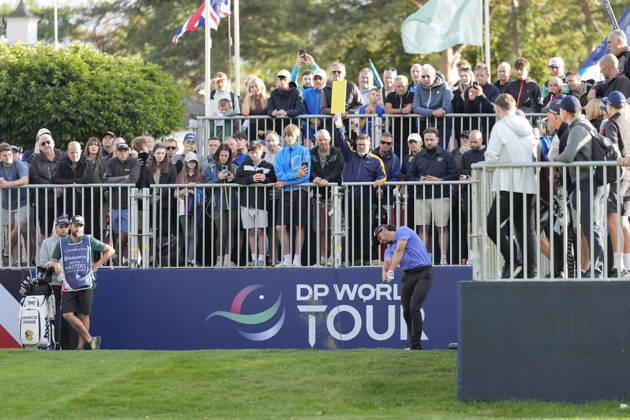 SUTTON COLDFIELD, ENGLAND - AUG 28: Marco Penge (ENG) plays from the first tee during Round 2 at the 2026 Husqvarna British Masters at The Belfry, Sutton Coalfield on August 28, 2026 in Warwickshire, England The 2026 Husqvarna British Masters