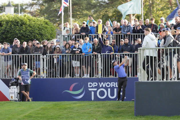 SUTTON COLDFIELD, ENGLAND - AUG 28: Marco Penge (ENG) plays from the first tee during Round 2 at the 2026 Husqvarna British Masters at The Belfry, Sutton Coalfield on August 28, 2026 in Warwickshire, England The 2026 Husqvarna British Masters