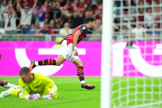 AC Milan™s Goncalo Ramos celebrates after scoring 1-0 during the Serie A soccer match between Ac Milan and Venezia at the San Siro Stadium in Milan, north Italy - Friday August 28 , 2026. - Soccer Copyright: xSpada LaPressex